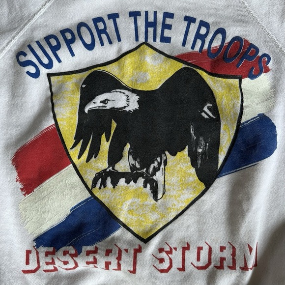 Vintage 90s Desert Storm Sweatshirt Support Our Troops Crewneck USA Patriotic L - Picture 3 of 10